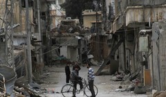 Một góc phố Darayya sau giờ ngừng bắn đàm phán hòa bình