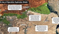 Sơ đồ những hoạt động của chiến dịch Lá chắn Euphrates ngày 12