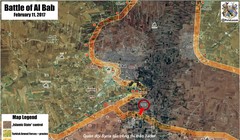Bản đồ khu vực chiến trường Al-Bab ngày 11.02.2017, quân đội Syria tấn công thị trấn Tadef