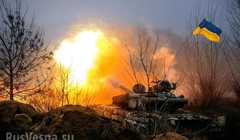 Xe tăng Ukraine pháo kích vào chiến tuyến của lực lượng dân quân Donesk