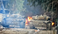 Xe tăng quân đội Syria trên chiến trường Jobar, Damascus