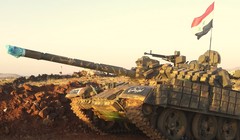Một xe tăng quân đội Syria trên chiến trường Syria
