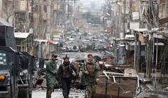 Những binh sĩ Iraq trên đường phố Mosul ở một khu vực đã giải phóng