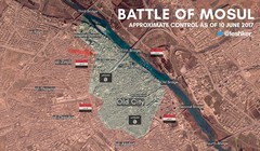 Bản đồ chiến sự thành phố Mosul, chỉ còn khu phố Thành cổ đang bị IS chiếm giữ