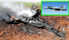 Chiếc máy bay Su 22 của không quân Syria bị F/A 18 Mỹ bắn hạ trên chiến trường Raqqa