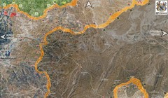 Bản đồ chiến sự vùng phía đông tỉnh Homs, Hama, các mũi tấn công của quân đội Syria trên hướng tây khu mỏ dầu Al-Sha'er.