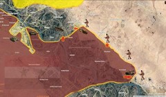 Bản đồ chiến trường khu vực phía đông sông Euphrates quân đội Syria vượt sông tấn công - ảnh South Front