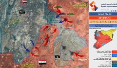 Chiến tuyến khu vực Hama, Aleppo, Idlib tính đến ngày 14.01.2018, quân tình nguyện Syria tiến công IS - ảnh truyền thông Syrian Digital Media