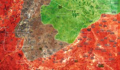 Bản đồ tình hình chiến sự phía đông bắc tỉnh Hama - ảnh Muraselon