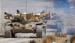 Tăng, thiết giáp quân đội Syria trên chiến trường Đông Ghouta - ảnh minh họa Masdar News