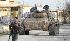 Binh sĩ Vệ binh Cộng hòa trên thị trấn then chốt Đông Ghouta vừa giải phóng. Ảnh minh họa Masdar News