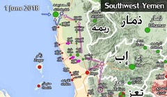 Bản đồ cuộc tấn công của Liên minh quân sự Ả rập Xê út và cuộc phản conong của lực lượng Houthi. Ảnh South Front