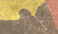 Lực lượng SDF tiến công trên sa mạc phía nam Syria, còn cách căn cứ địa IS gần biên giới Iraq 7 km. Bản đồ South Front