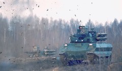 Xe thiết giáp robot Nga tham gia diễn tập bắn đạn thật. Ảnh minh họa video Bộ quốc phòng Nga