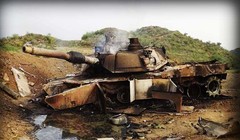 Xe tăng Abrams bị lực lượng Houthis tiêu diệt ở Yemen. Ảnh minh họa South Front
