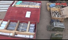 Kho vũ khí mới phát hiện tại thành phố Daraa. Ảnh minh họa video SANA