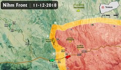 Cuộc tấn công của liên minh quân sự do Ả rập Xê-út dẫn đầu đánh vào quận Nihm trên bờ biển phía tây Yemen. Bản đồ: Masdar News.