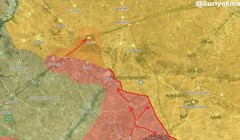 Quân đội Syria và quân cảnh Nga tiến vào làng Arima, phía tây thành phố Manbji do SDF kiểm soát. Ảnh: Muraselon.