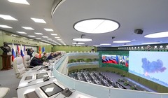 Tổng thống Nga Vladimir Putin, Bộ trưởng Quốc phòng Shoigu theo dõi cuộc thử nghiệm hệ thống tên lửa Avangard. Ảnh: Bộ Quốc phòng Nga.