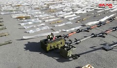 Các loại vũ khí đạn dược thu giữ được trên vùng ngoại ô Damascus. Ảnh SANA