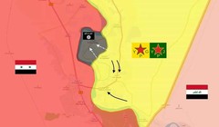 Vùng lãnh địa cuối cùng của IS trong khu vực bờ đông sông Euphrates, Deir Ezzor. Bản đồ: Masdar News.