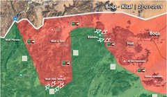 Bản đồ chiến sự vùng Kitaf, biên giới Yemen - Ả rập Xê-út. Ảnh: Masdar News.