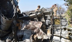 Mảnh xác máy bay MiG-21 bị bắn rơi ở Pakistan. Ảnh minh họa: tài khoản Twitter Vinit Kulkarni.