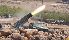 Pháo phản lực hạng nặng quân đội Syria dội lửa vào chiến tuyến thánh chiến ở Hama. Ảnh minh họa Masdar News