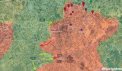 Tình hình chiến sự Libya tính đến ngày 10.05.2019 theo South Front, mầu xanh là GNA, màu đỏ là LNA