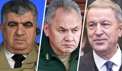 Bộ trường bộ quốc phòng 3 nước Syria, Nga, Thổ Nhĩ Kỳ trong cuộc gặp ở Moscow. Ảnh South Front.