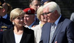 Ngoại trưởng Australia Julie Bishop kêu gọi EU ủng hộ ngăn chặn hành vi “cướp đất” của Trung Quốc ở Biển Đông. Ảnh: AP 