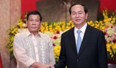 Ngày 29/9/2016, Chủ tịch nước Trần Đại Quang tổ chức lễ đón và hội đàm với Tổng thống Philippines Rodrigo Duterte. Ảnh: Reuters