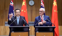 Ngày 24/3/2017, Thủ tướng Trung Quốc Lý Khắc Cường và Thủ tướng Australia Malcolm Turnbull gặp gỡ với báo chí. Ảnh: Wenxuecity