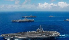 Ba cụm tàu sân bay Mỹ. Ảnh: Sina