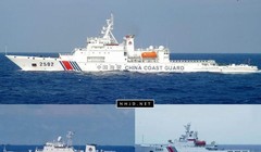 Ngày 26/12/2016, ba tàu cảnh sát biển mang số hiệu 2401, 2502 và 35115 Trung Quốc tiến hành xâm nhập lãnh hải đảo Senkaku. Ảnh: Sina