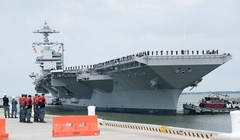 Tàu sân bay động cơ hạt nhân thế hệ mới USS Gerald Ford Mỹ. Ảnh: The Financial Express.