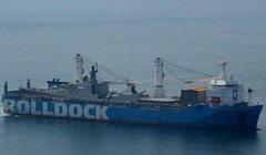 Tàu vận tải hạng nặng Rolldock Star Hà Lan đang chở tàu hộ vệ lớp Gepard 3.9 thứ ba về Việt Nam. Ảnh: Poder Naval.