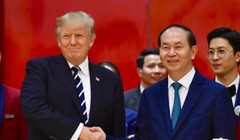 Tổng thống Mỹ Donald Trump và Chủ tịch nước Trần Đại Quang tại tiệc chiêu đãi tối ngày 11/11/2017. 