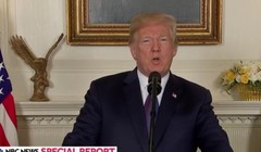 Ngày 13/4/2018, Tổng thống Mỹ Donald Trump tuyên bố liên quân Mỹ - Anh - Pháp tiến hành tấn công Syria. Ảnh: NBC News.