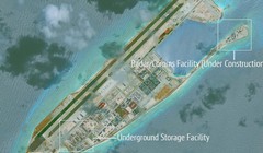 Đá Chữ Thập tại quần đảo Trường Sa đã bị Trung Quốc cải tạo thành đảo nhân tạo phi pháp với đường băng dài 3.000m, cầu cảng và các công trình quân sự kiên cố