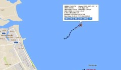 Vị trí tàu VTB 26 chìm theo ảnh chụp từ Hệ thống Tự động nhận dạng AIS - Hệ thống Thông tin Duyên hải Việt Nam
