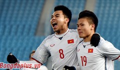 Đức Huy và Quang Hải trong chiến thắng trước Quata.