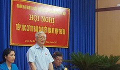 Tổng Bí thư Nguyễn Phú Trọng phát biểu tại cuộc tiếp xúc cử tri quận Hai Bà Trưng.