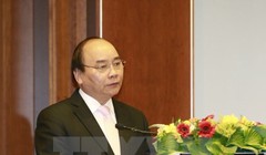 Thủ tướng Nguyễn Xuân Phúc dự Diễn đàn Doanh nghiệp Việt Nam-Đức. Ảnh: TTXVN