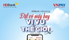 “Đặt vé máy bay” trên ứng dụng HDBank mBanking giúp khách hàng có nhiều lựa chọn trong việc đặt mua vé, so sánh giá với thao tác dễ dàng, thanh toán nhanh chóng.