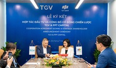 Ông Đỗ Vũ Diên – Tổng Giám đốc TGV và Bà Nguyễn Thị Thu Nguyệt – Tổng Giám đốc FPT Capital đại diện hai bên cùng ký kết thỏa thuận hợp tác chiến lược