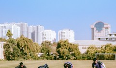 Các cầu thủ Hà Nội đã bắt đầu khởi động chuẩn bị mùa bóng 2020. Ảnh HNFC.