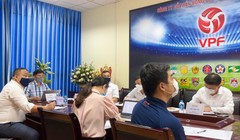 Chiều 24/8, VPF lại phải tổ chức một cuộc họp trực tuyến với 27 CLB gồm cả V.League lẫn hạng Nhất. Ảnh VPF.
