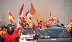 Khản giả Hải Phòng, Nam Định luôn có các hoạt động náo nhiệt trước trận đấu. Ảnh HPFC.