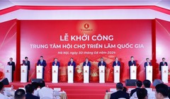 Vingroup chính thức khởi công Trung tâm Hội chợ Triển lãm Quốc gia. Ảnh: VGP/Nhật Bắc.